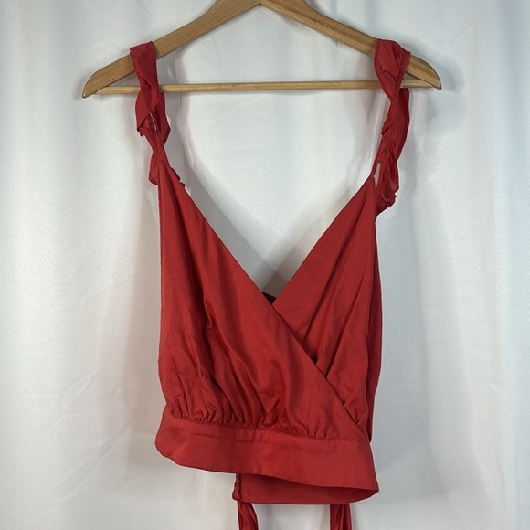 Express V-Neck Wrap Cropped Tank with Ruffled Spaghetti Straps- NWT- XL - Picture 10 of 12